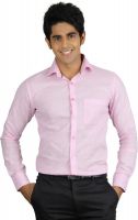 Qpark Men's Solid Formal Linen Pink Shirt