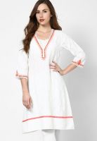 Rangriti White Embroidered Kurtis