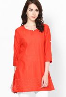 Shree Red Embroidered Kurtis