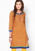 Sringam Mustard Yellow Printed Kurtis