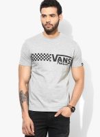 Vans Grey Melange Solid Round Neck T-Shirts