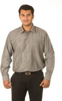 West Vogue Men's Checkered Formal Brown Shirt