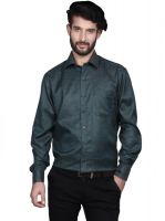 Yorkshire Men's Solid Formal Dark Green Shirt