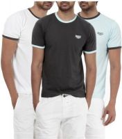 Basics Solid Men's Round Neck White T-Shirt