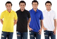 Blaze Solid Men's Polo Neck Multicolor T-Shirt(Pack of 4)