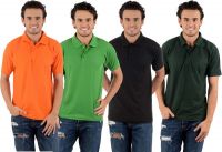 Blaze Solid Men's Polo Neck Multicolor T-Shirt(Pack of 4)
