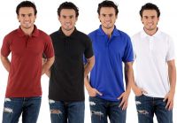 Blaze Solid Men's Polo Neck Multicolor T-Shirt(Pack of 4)