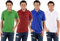 Blaze Solid Men's Polo Neck Multicolor T-Shirt(Pack of 4)