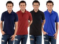 Blaze Solid Men's Polo Neck Multicolor T-Shirt(Pack of 4)