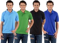 Blaze Solid Men's Polo Neck Multicolor T-Shirt(Pack of 4)