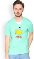 Campus Sutra Solid Men's V-neck Green T-Shirt