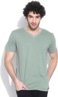 Cult Fiction Solid Men's V-neck Light Green T-Shirt