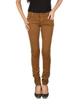 F FASHIONSTYLUS Slim Fit Women's Brown Jeans