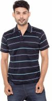 Gleneagles Striped Men's Polo Neck Black T-Shirt