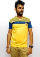 Indiano Printed Men's V-neck Yellow T-Shirt