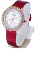 KMS Leather_HeartPrint_Dial_Red Analog Watch - For Women, Girls