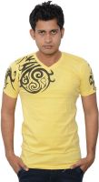 Lampara Printed Men's V-neck Yellow T-Shirt