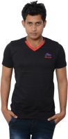 Lampara Solid Men's V-neck Black T-Shirt
