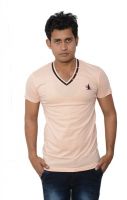 Lampara Solid Men's V-neck Orange T-Shirt