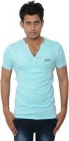 Lampara Solid Men's V-neck Blue T-Shirt
