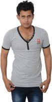 Lampara Solid Men's V-neck Grey T-Shirt