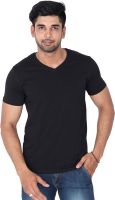 Nod'r Solid Men's V-neck Black T-Shirt