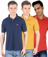 PRO Lapes Solid Men's Polo Neck Multicolor T-Shirt(Pack of 3)