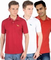 PRO Lapes Solid Men's Polo Neck Multicolor T-Shirt(Pack of 3)