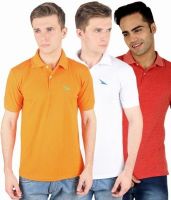 PRO Lapes Solid Men's Polo Neck Multicolor T-Shirt(Pack of 3)