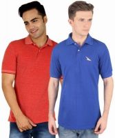 PRO Lapes Solid Men's Polo Neck Multicolor T-Shirt(Pack of 2)