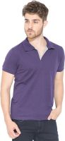 Status Quo Solid Men's Polo Neck Purple T-Shirt