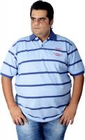 Xmex Striped Men's Polo Neck Light Blue T-Shirt