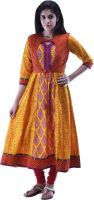 Aarr Printed Women's Anarkali Kurta(Yellow)