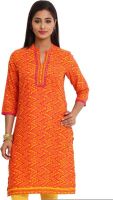 Aaboli Printed Women's Straight Kurta(Orange)