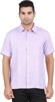 ALLTIMES Men's Checkered Casual Linen Purple Shirt