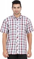 ALLTIMES Men's Checkered Casual Linen Black, Red Shirt