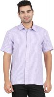 ALLTIMES Men's Striped Casual Linen Purple Shirt