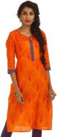 Amithi Printed Women's Straight Kurta(Orange)