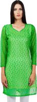 Faireno Self Design Women's Straight Kurta(Green)
