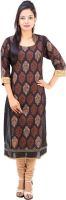 Fuchsia Creation Printed Women's Straight Kurta(Black)