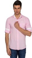 Indocity Men's Solid Casual Pink Shirt