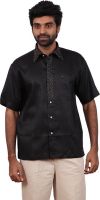 Karlsburg Men's Embroidered Casual Black, Brown Shirt