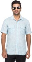 Laven Men's Self Design Casual Linen Multicolor Shirt