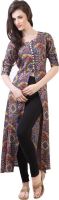 Libas Printed Women's A-line Kurta(Purple)