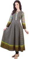 Libas Printed Women's Anarkali Kurta(Black)