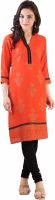 Libas Printed Women's Straight Kurta(Orange)