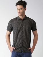 Mast & Harbour Men's Printed Casual Grey Shirt