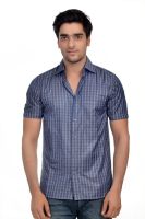 Parv Collections Men's Checkered Casual Blue Shirt