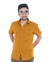 Passion Men's Solid Casual Orange Shirt