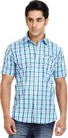 Philip Carlton Men's Checkered Casual Blue Shirt